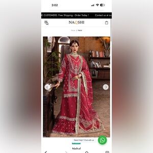 Naqshi Women's Red Embroidered Formal Dress